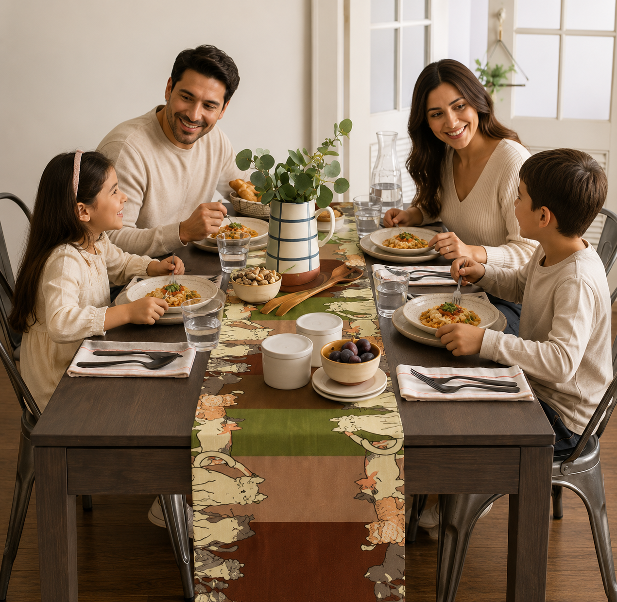 Cartoon Animal Farmhouse Table Runner for Kitchen &amp; Dining Decor