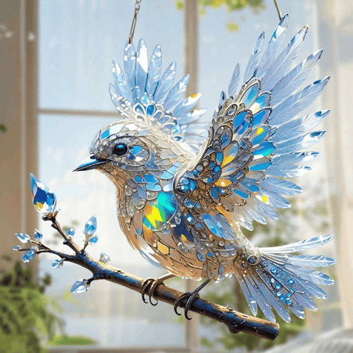 Colorful Stained Bird Window Hanging Decor