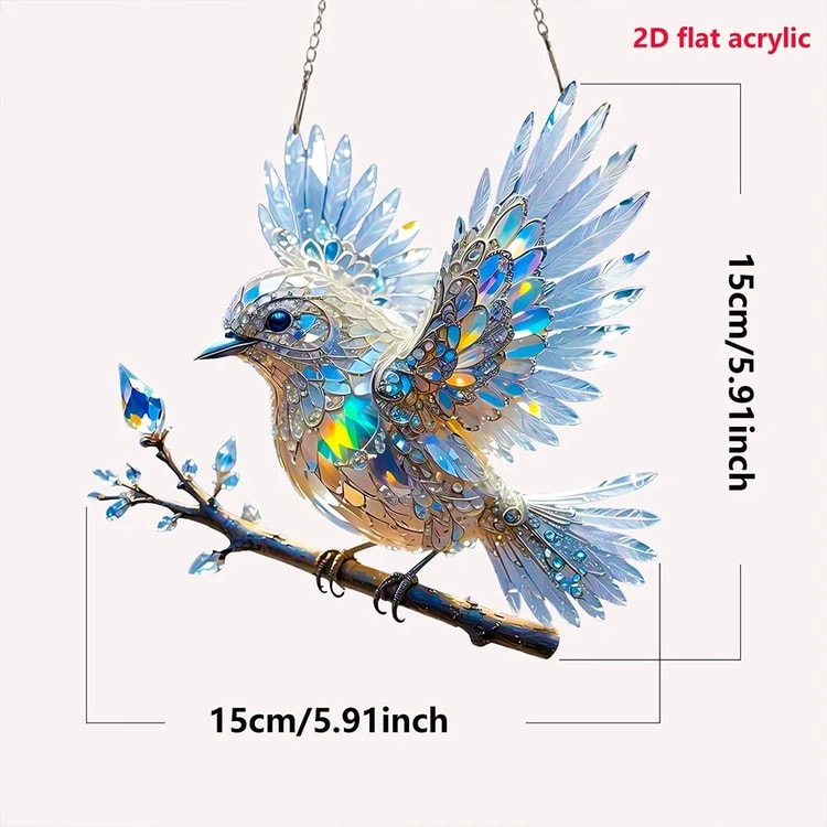 Colorful Stained Bird Window Hanging Decor