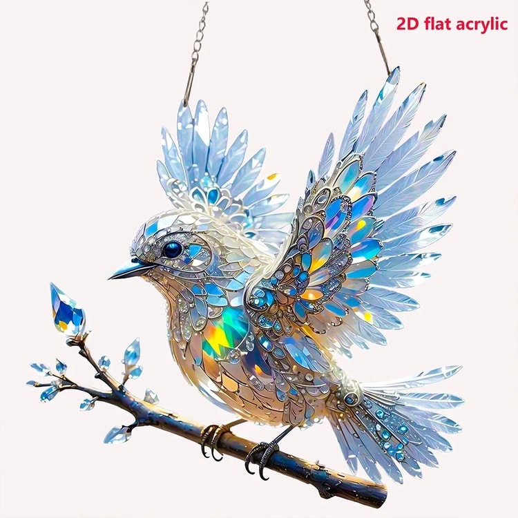 Colorful Stained Bird Window Hanging Decor