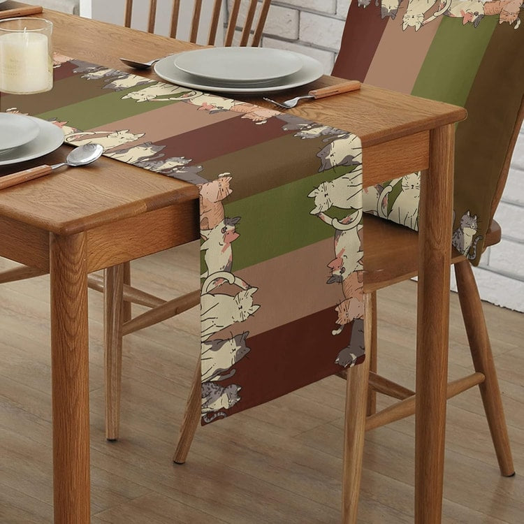 Cartoon Animal Farmhouse Table Runner for Kitchen &amp; Dining Decor