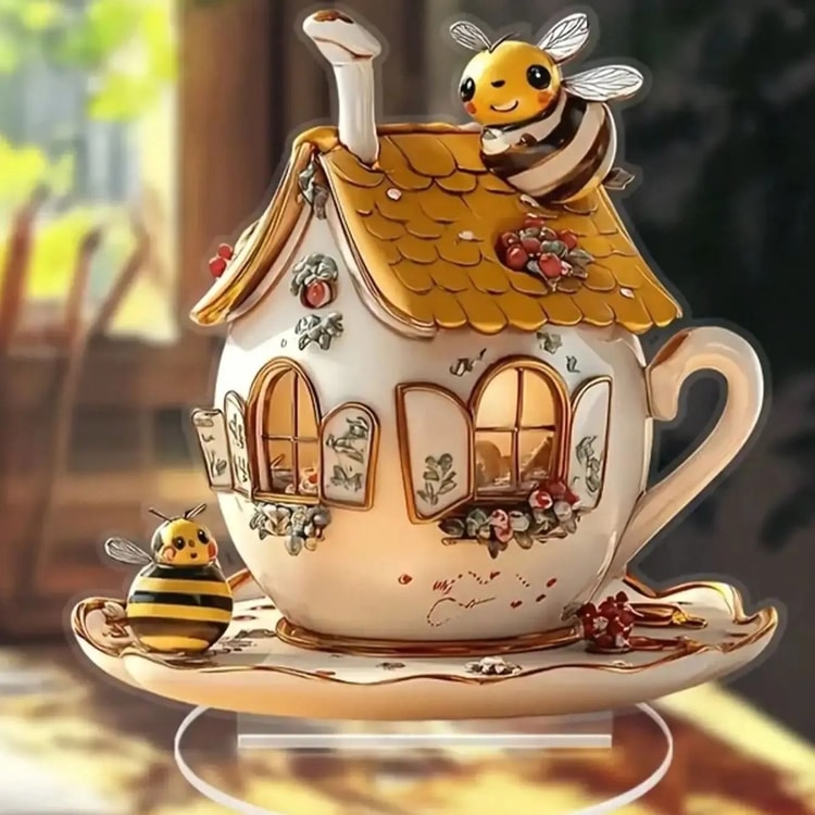 Honeycomb Teapot Decorative Plaque for Kitchen &amp; Dining Table Decor