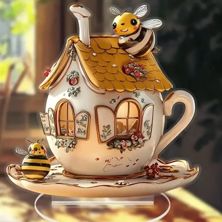 Honeycomb Teapot Decorative Plaque for Kitchen &amp; Dining Table Decor