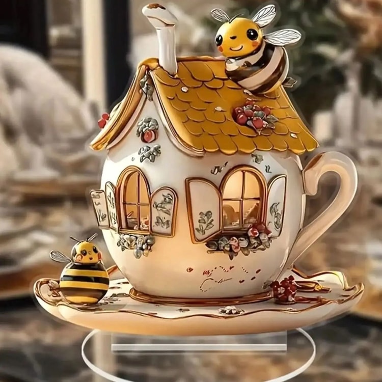 Honeycomb Teapot Decorative Plaque for Kitchen &amp; Dining Table Decor