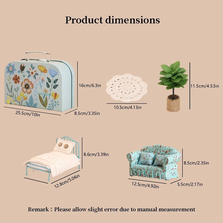 5-Piece Miniature Dollhouse Furniture &amp; Decor Set
