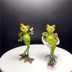 Funny Resin Frog Figurine for Home &amp; Bathroom Decor