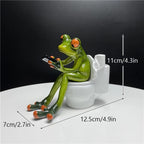 Funny Resin Frog Figurine for Home &amp; Bathroom Decor