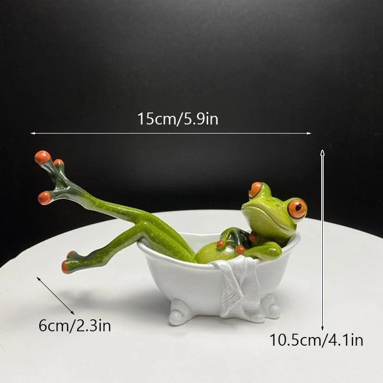 Funny Resin Frog Figurine for Home &amp; Bathroom Decor