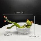 Funny Resin Frog Figurine for Home &amp; Bathroom Decor