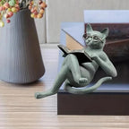 Reading Cat Figurine for Home, Desk &amp; Office Decor