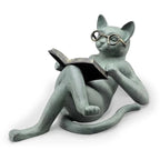 Reading Cat Figurine for Home, Desk &amp; Office Decor