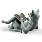 Reading Cat Figurine for Home, Desk &amp; Office Decor