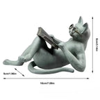 Reading Cat Figurine for Home, Desk &amp; Office Decor