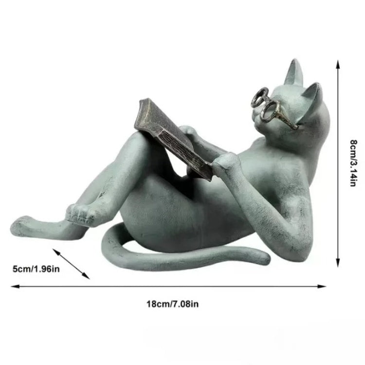 Reading Cat Figurine for Home, Desk &amp; Office Decor
