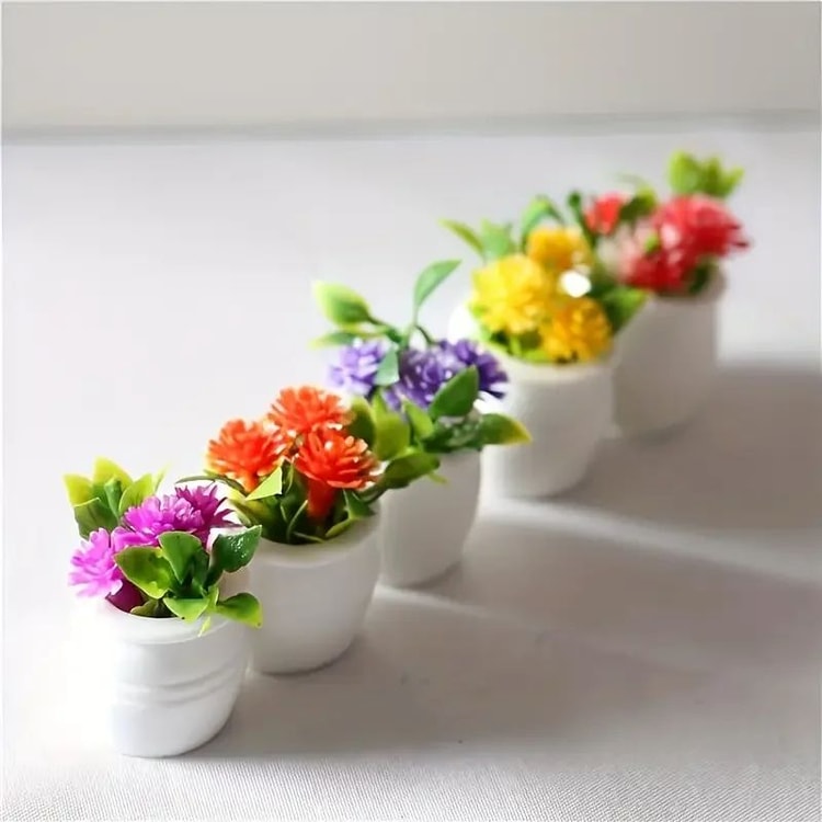 Mini Artificial Flower Pots Set for Desk &amp; Home Decor