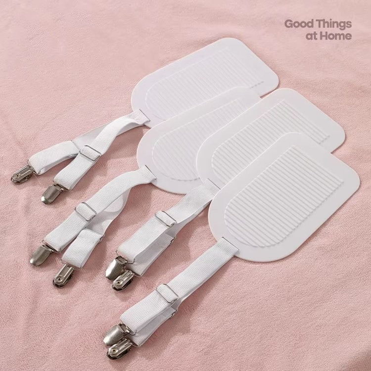 Adjustable Bed Sheet Clips – Set of 4 Elastic Bedding Fasteners