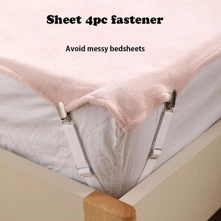 Adjustable Bed Sheet Clips – Set of 4 Elastic Bedding Fasteners