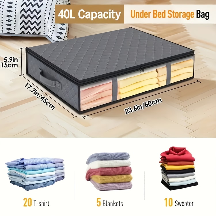 2-Piece Under-Bed Storage Bags for Bedding &amp; Clothes