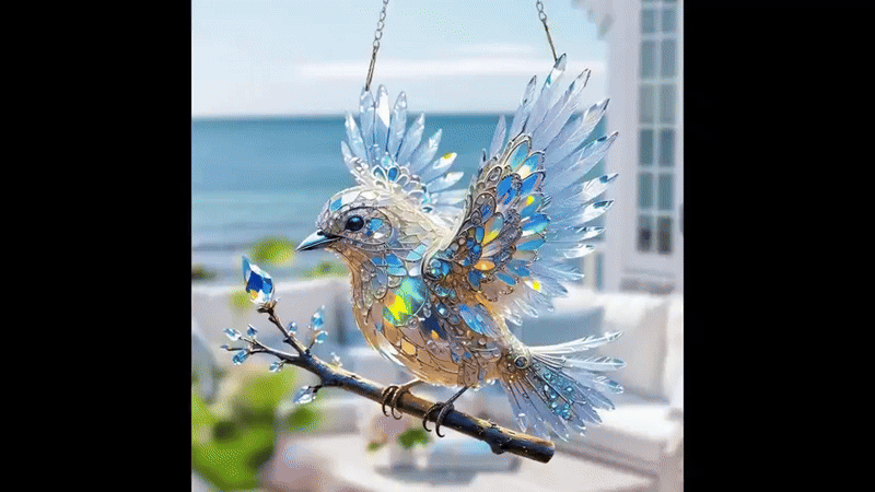 Colorful Stained Bird Window Hanging Decor
